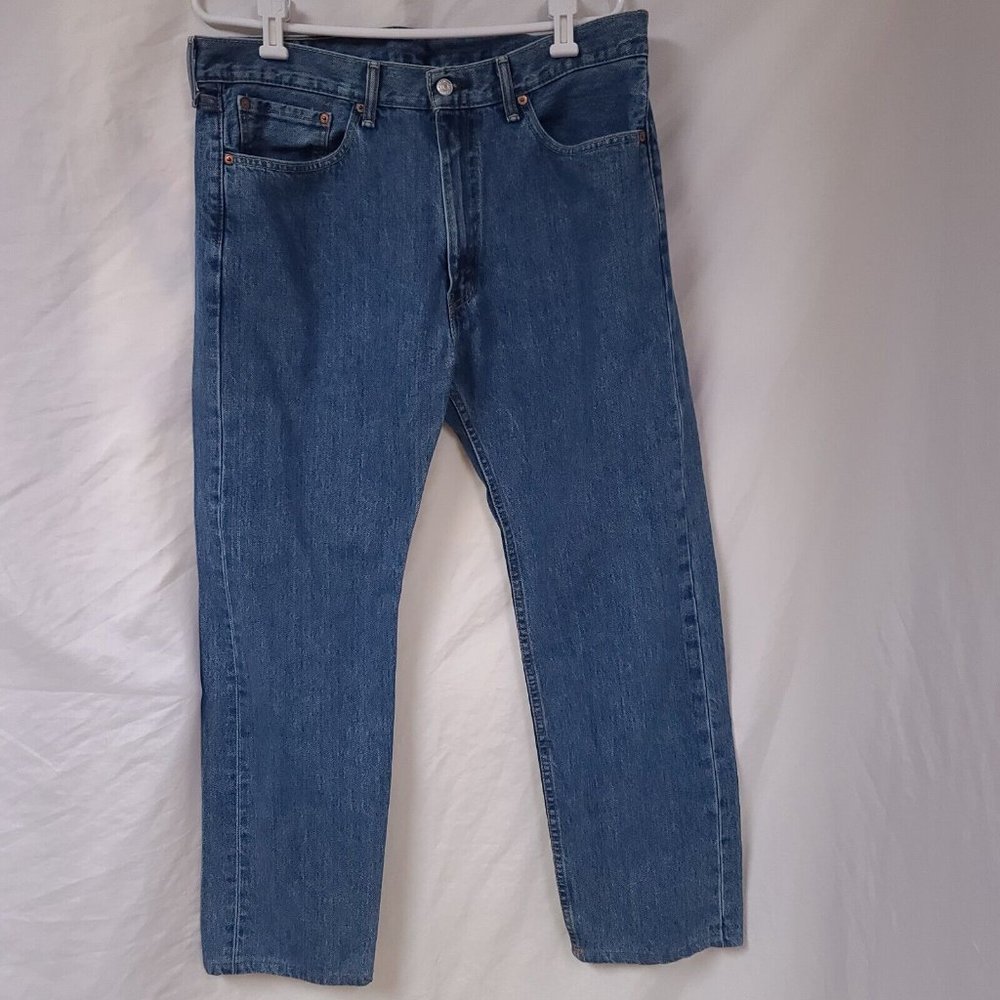 Vtg Levis 505 Mens 36x32 Straight Fit Medium Wash Heavyweight Denim Jeans - Picture 12 of 12